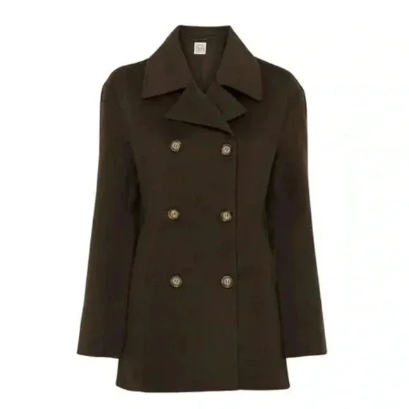 TOTEME NWT Structured Waist Jacket Chocolate Breasted Double Faced Wool 36 Brown